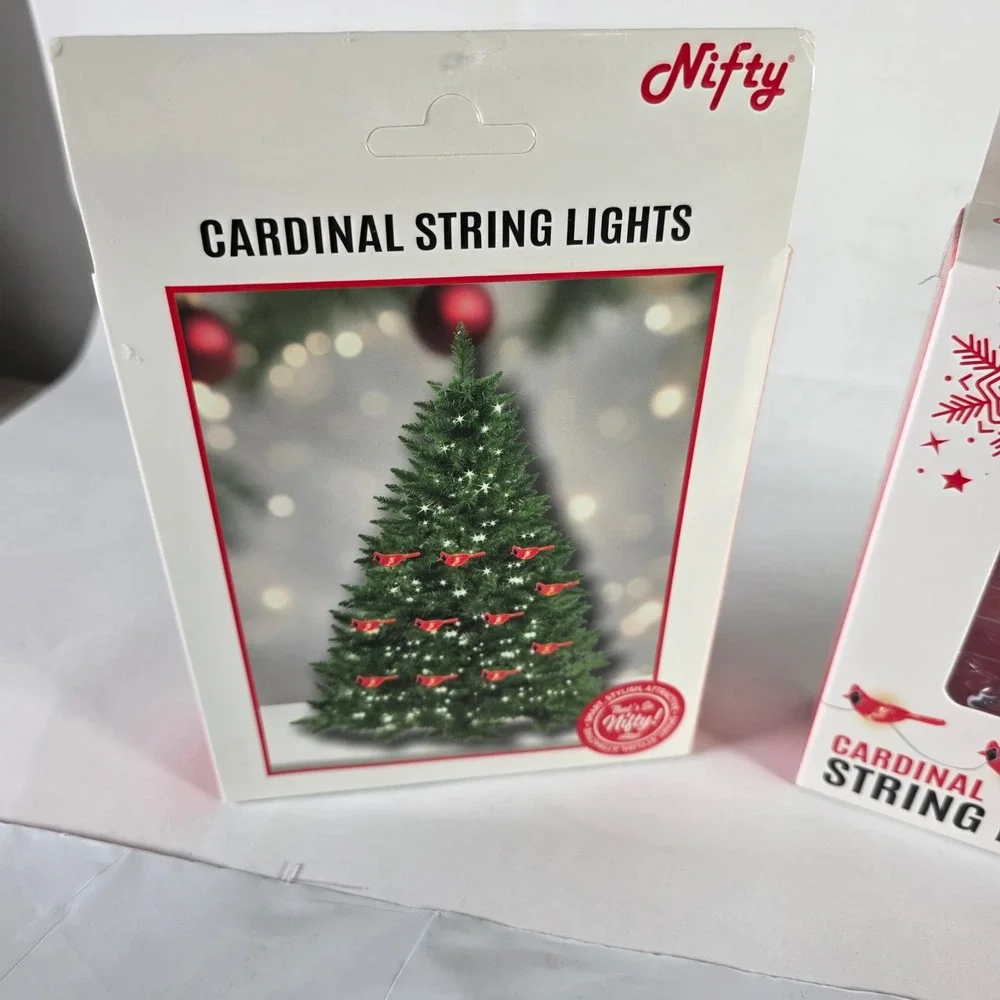 Nifty Cardinal LED String Lights Red Christmas Birds 36 Lights 16 ft 3 Pack